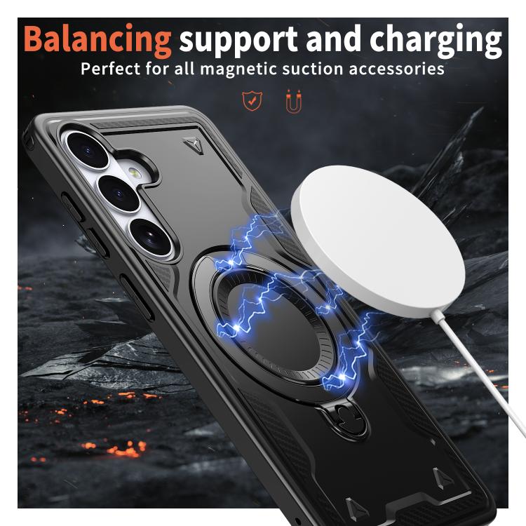 Custodia per telefono Kalebol PC Hybrid TPU Armor con anello MagSafe., For Galaxy S26 FE 5G, For Galaxy S26+ 5G, For Galaxy S26 Ultra 5G