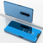 Custodia in pelle flip orizzontale a specchio galvanico per OPPO Reno con supporto