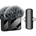 Microfono wireless lavalier 2 in 1 F15 con riduzione intelligente del rumore, compatibile con connettori Type-C e 8 pin.