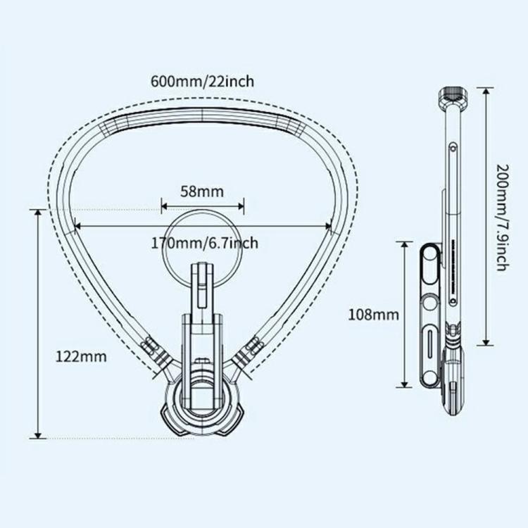 Supporto magnetico per telefono con fascia da collo in silicone regolabile e girevole G02S per riprese video in prima persona., G02S