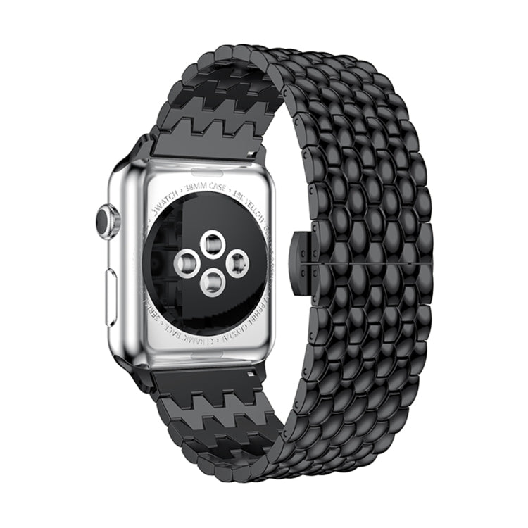 Cinturino per orologio con cinturino da polso in acciaio inossidabile massiccio Dragon Grain per Apple Watch Series 3 & 2 & 1 38mm