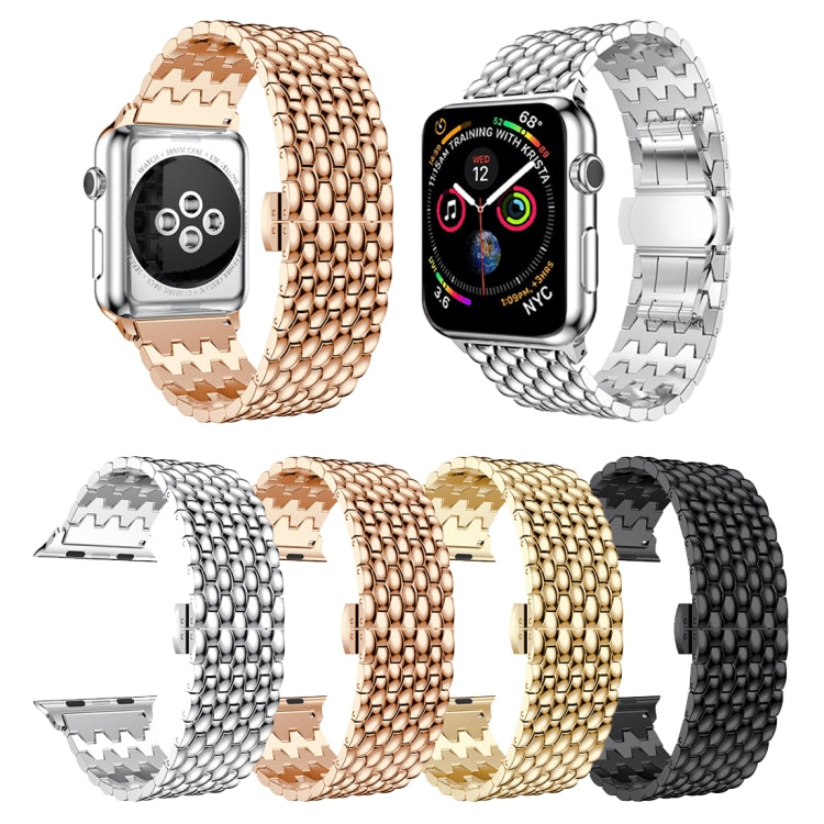 Cinturino per orologio con cinturino da polso in acciaio inossidabile massiccio Dragon Grain per Apple Watch Series 3 & 2 & 1 38mm