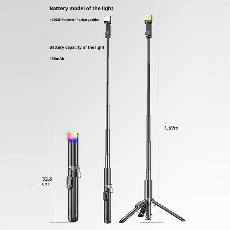 Asta selfie estensibile con treppiede e luce LED