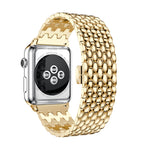 Cinturino per orologio con cinturino da polso in acciaio inossidabile massiccio Dragon Grain per Apple Watch Series 3 & 2 & 1 42mm