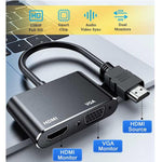 Adattatore 2 in 1 da HDMI a VGA e HDMI per Windows / Mac OS / Linux Plug & Play, HDMI to VGA and HDMI