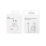 Caricabatterie A3365 PD40W USB-C / Type-C con cavo dati da Type-C a Type-C / 8 pin, spina europea., EU Plug + 1m 2-in-1 Cable