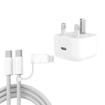 Caricabatterie A3365 PD40W USB-C / Type-C con cavo dati da Type-C a Type-C / 8 pin, spina UK, UK Plug + 1m 2-in-1 Cable