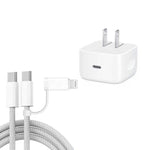 Caricabatterie A3365 PD40W USB-C / Type-C con cavo dati da Type-C a Type-C / 8 pin, spina USA, US Plug + 1m 2-in-1 Cable
