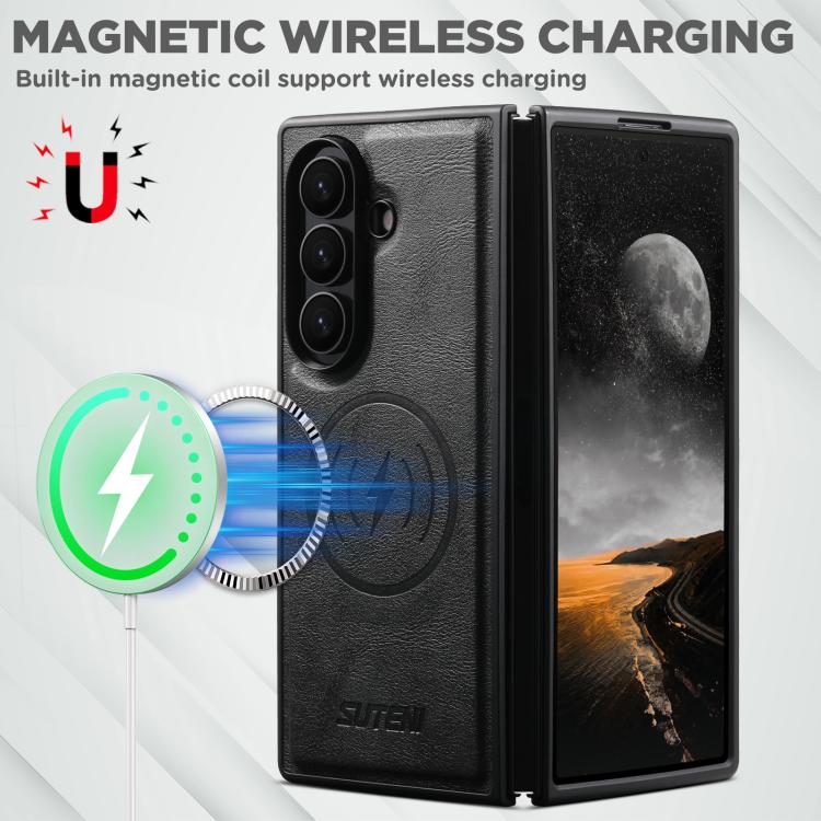 Custodia magnetica per telefono Suteni G5 in pelle di vacchetta., For Galaxy Z Fold8 Ultra 5G, For Samsung Galaxy Z Fold7 5G, For Samsung Galaxy Z Fold6