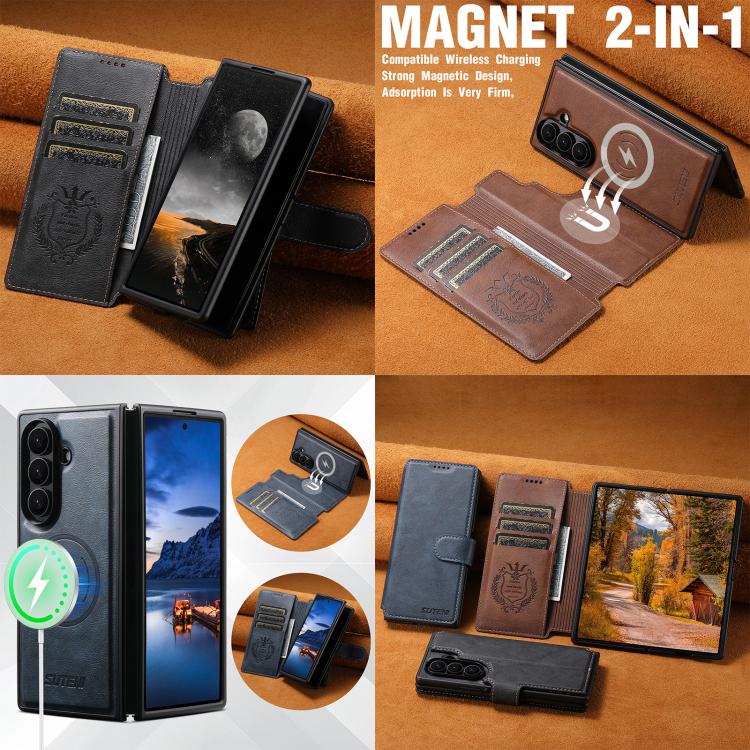 Custodia per telefono Suteni Q05 2 in 1 multifunzione con portafoglio rimovibile e MagSafe, For Galaxy Z Fold8 Ultra 5G, For Galaxy Z Fold7 5G, For Galaxy Z Fold6