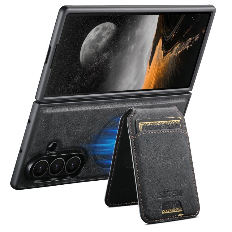 Custodia per telefono Suteni M5 con porta carte magnetico MagSafe in pelle con texture effetto pelle di vacchetta., For Galaxy Z Fold8 Ultra 5G, For Galaxy Z Fold7 5G, For Galaxy Z Fold6 5G
