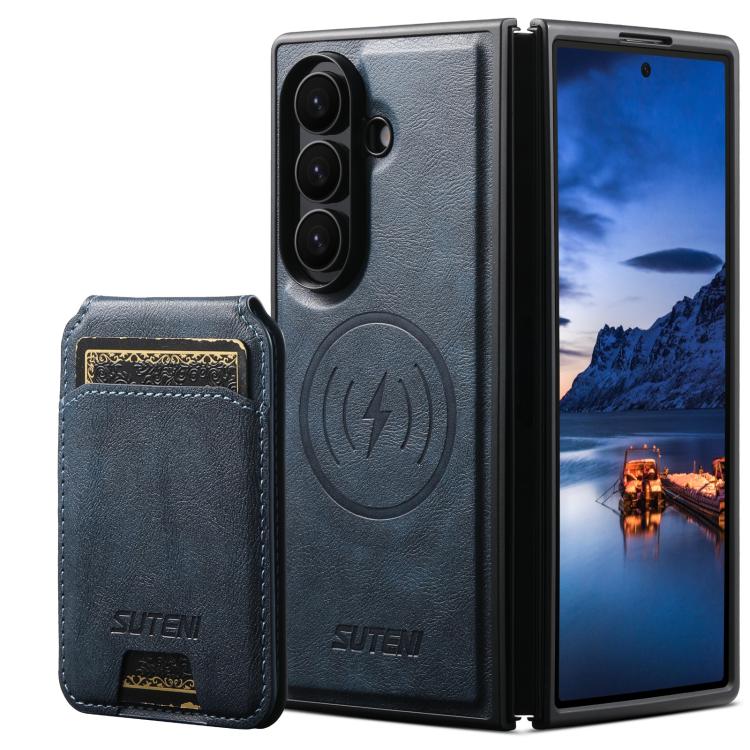 Custodia per telefono Suteni M5 con porta carte magnetico MagSafe in pelle con texture effetto pelle di vacchetta., For Galaxy Z Fold8 Ultra 5G, For Galaxy Z Fold7 5G, For Galaxy Z Fold6 5G