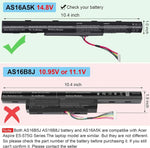 Batteria di ricambio da 2200 mAh per laptop Acer Aspire E5-575G 475G 523G 553G, AS16A5K