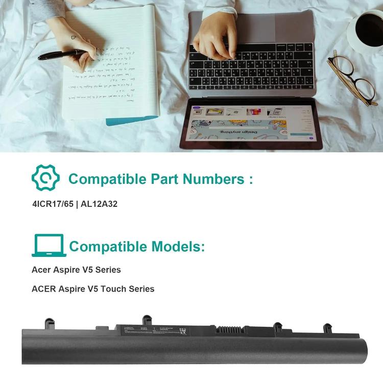 Batteria per laptop da 2200 mAh per Acer Aspire V5-471G V5-431/551, AL12A32