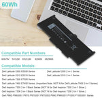 Batteria da 7600 mAh per laptop Dell Latitude 5300 5310 7300 7400, MXV9V