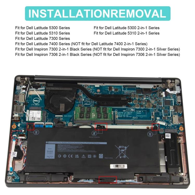 Batteria da 7600 mAh per laptop Dell Latitude 5300 5310 7300 7400, MXV9V