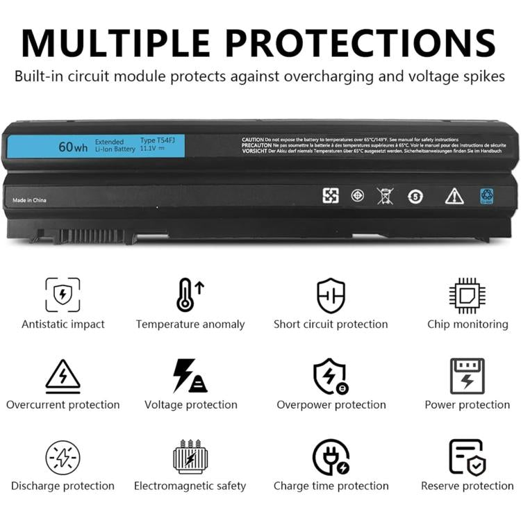 Batteria per laptop da 4400 mAh per Dell E5420 E6430 E6420 E6520 E6530, T54FJ