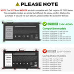 Batteria di ricambio da 3600 mAh per laptop Dell Inspiron 14 7460 15 7560, WDX0R