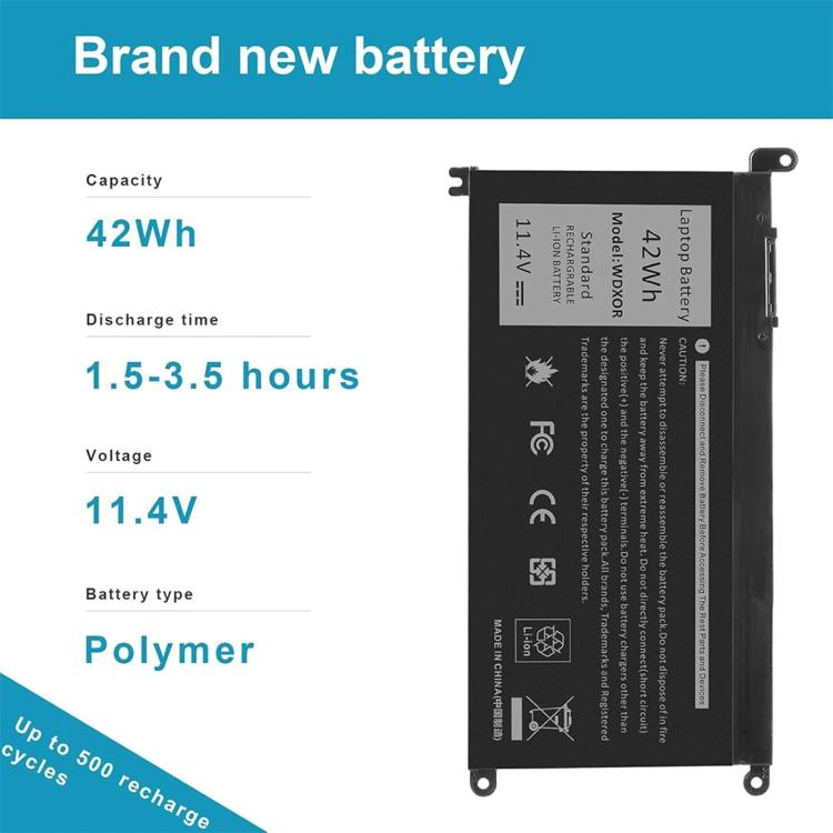 Batteria di ricambio da 3600 mAh per laptop Dell Inspiron 14 7460 15 7560, WDX0R