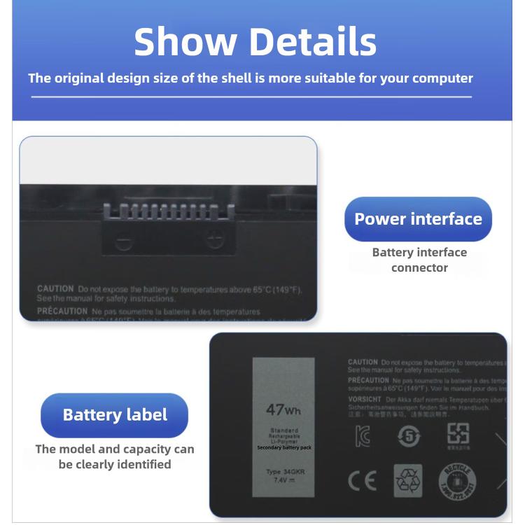 Batteria di ricambio da 7100 mAh per laptop Dell Latitude 7440 7450 E7440, 3RNFD