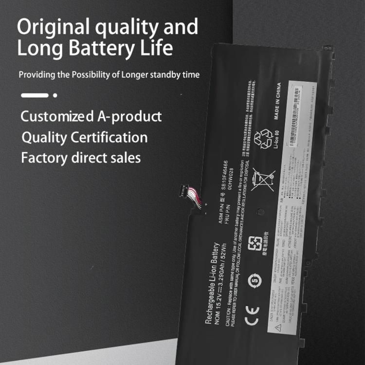 Batteria di ricambio da 3400 mAh per laptop Lenovo ThinkPad X1 Carbon di quarta generazione (2016), 00HW028