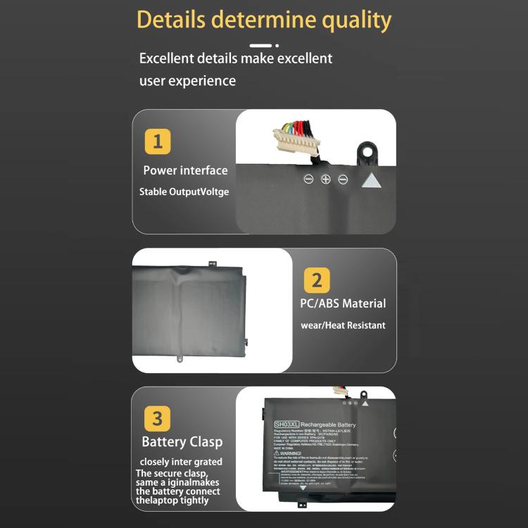 Batteria di ricambio da 5020 mAh per laptop HP Spectre x360 TPN-Q178, SH03XL