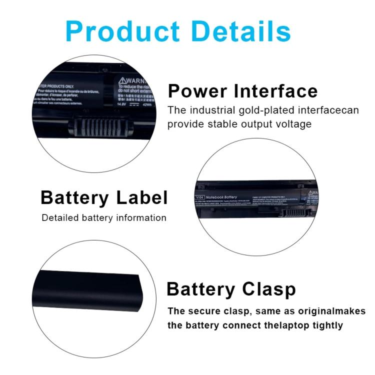 Batteria di ricambio da 2200 mAh per laptop HP ProBook 440 445 455 G2, Vi04