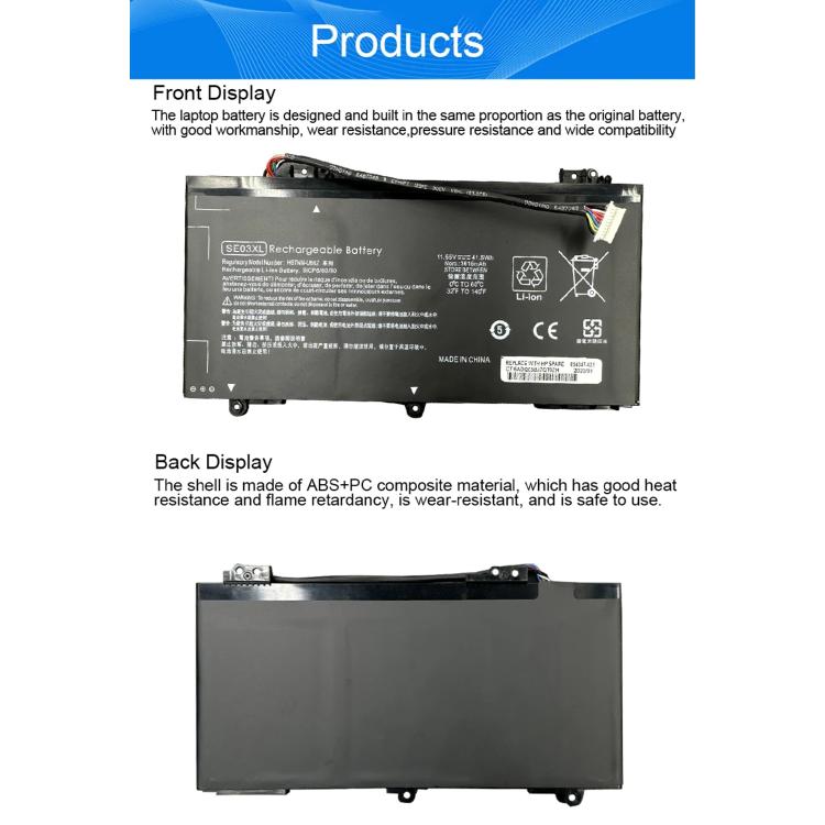 Batteria di ricambio da 3615 mAh per laptop HP TPN-Q171 14-AL027TX AL127TX, SE03XL