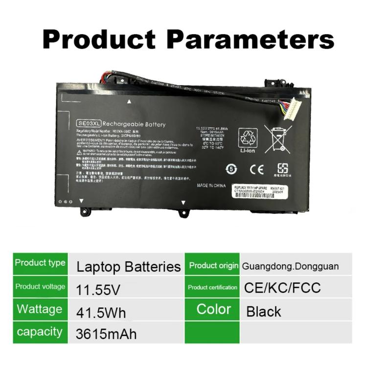 Batteria di ricambio da 3615 mAh per laptop HP TPN-Q171 14-AL027TX AL127TX, SE03XL