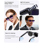 Occhiali intelligenti A2 con fotocamera HD da 8 MP, supporto per traduzione AI / assistente AI / chiamate Bluetooth, A2