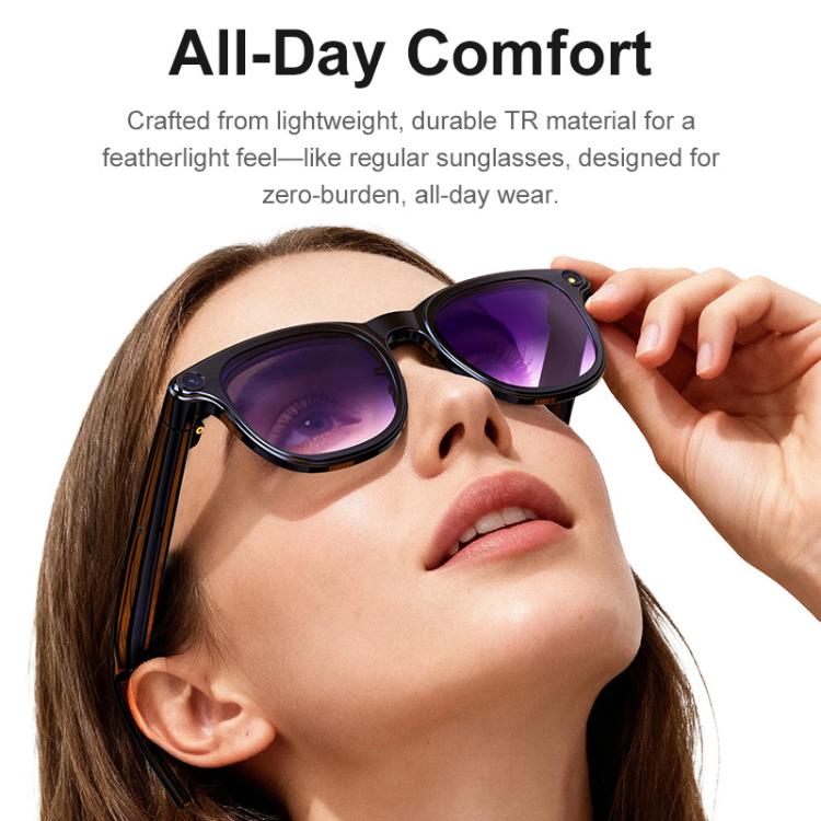 Occhiali intelligenti A2 con fotocamera HD da 8 MP, supporto per traduzione AI / assistente AI / chiamate Bluetooth, A2