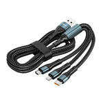 Cavo di ricarica rapida ENKAY 3 in 1 da 120 W da USB a 8 pin / Type-C / Micro USB, rivestito in nylon intrecciato, lunghezza: 1,2 m., ENK-CB184