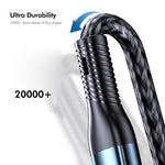 Cavo di ricarica rapida ENKAY 3 in 1 da 120 W da USB a 8 pin / Type-C / Micro USB, rivestito in nylon intrecciato, lunghezza: 1,2 m., ENK-CB184