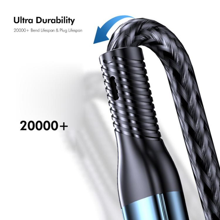 Cavo di ricarica rapida ENKAY 3 in 1 da 120 W da USB a 8 pin / Type-C / Micro USB, rivestito in nylon intrecciato, lunghezza: 1,2 m., ENK-CB184