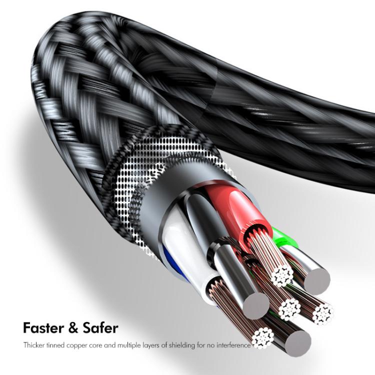 Cavo di ricarica rapida ENKAY 3 in 1 da 120 W da USB a 8 pin / Type-C / Micro USB, rivestito in nylon intrecciato, lunghezza: 1,2 m., ENK-CB184