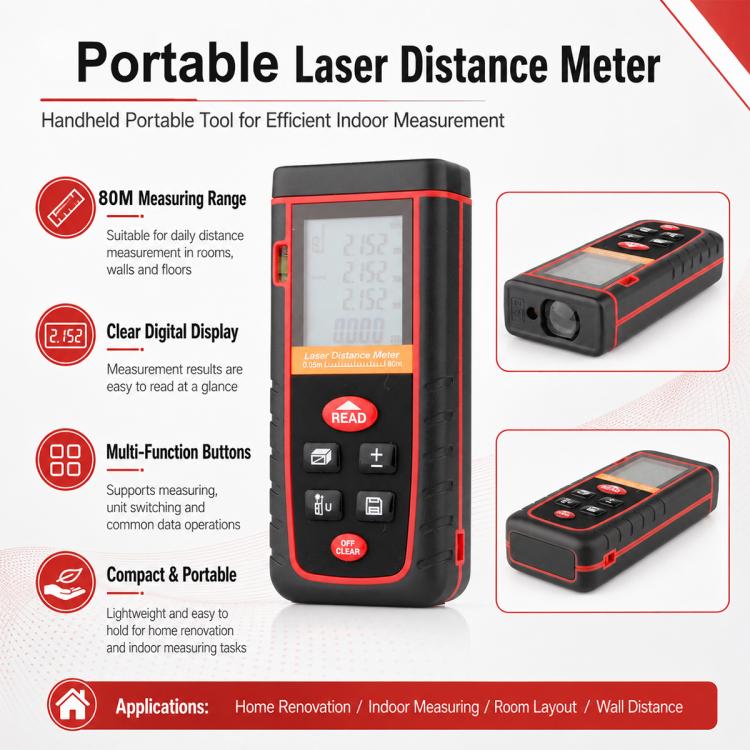 RZ-S80 Misuratore di distanza laser portatile, distanza di misurazione: 80 m, RZ-S80