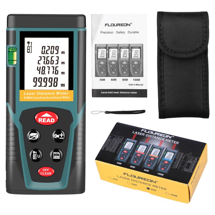 RZG80 Misuratore di distanza laser portatile da 80 m, strumento di misurazione laser palmare, RZG80