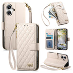 Portafoglio con cerniera a trama romboidale, fibbia in metallo, custodia per telefono in ecopelle con cinturino, For  iPhone 16 Pro Max, For iPhone 16 Pro, For iPhone 16 Plus, For iPhone 16