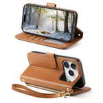 Portafoglio con cerniera a trama romboidale, fibbia in metallo, custodia per telefono in ecopelle con cinturino, For iPhone 17 Pro Max, For iPhone 17 Pro, For iPhone 17, For iPhone Air