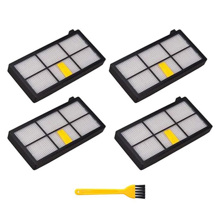 JUNSUNMAY Set di 4 filtri di pulizia con spazzola per iRobot Roomba serie 800/900, Clean Filter