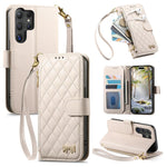 Portafoglio con cerniera a trama romboidale, fibbia in metallo, custodia per telefono in ecopelle con cinturino, For Samsung Galaxy A36 5G, For Samsung Galaxy S25 Ultra 5G, For Samsung Galaxy A17, For Samsung Galaxy A16
