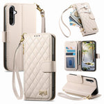 Portafoglio con cerniera a trama romboidale, fibbia in metallo, custodia per telefono in ecopelle con cinturino, For Samsung Galaxy A57 5G, For Samsung Galaxy A37 5G, For Samsung Galaxy A56 5G, For Samsung Galaxy A26 5G