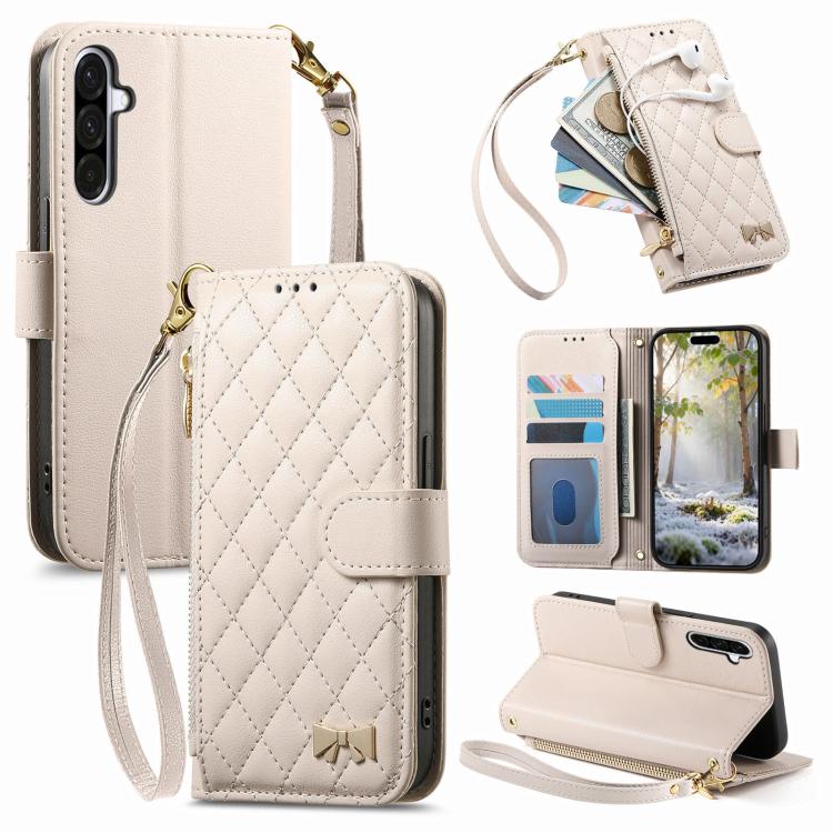 Portafoglio con cerniera a trama romboidale, fibbia in metallo, custodia per telefono in ecopelle con cinturino, For Samsung Galaxy A57 5G, For Samsung Galaxy A37 5G, For Samsung Galaxy A56 5G, For Samsung Galaxy A26 5G