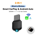 M25 Bluetooth 5.4 AI Box USB Dongle 2 in 1 per CarPlay / Android Auto Adattatore da cablato a wireless per auto, M25