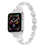 Cinturino da polso con cinturino da polso in acciaio inossidabile solido tempestato di diamanti VO a forma di 8 per Apple Watch Series 3 & 2 & 1 38mm
