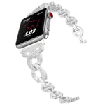 Cinturino da polso con cinturino da polso in acciaio inossidabile solido tempestato di diamanti VO a forma di 8 per Apple Watch Series 3 & 2 & 1 38mm