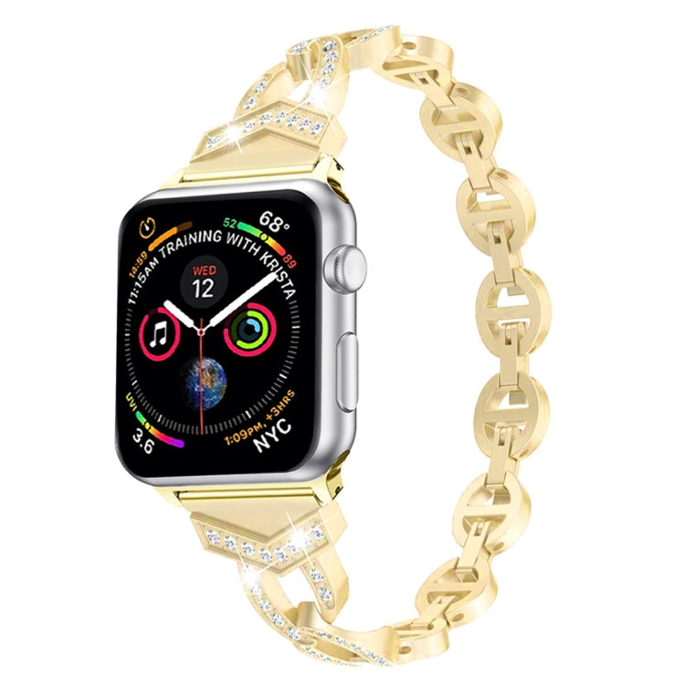 Cinturino da polso con cinturino da polso in acciaio inossidabile solido tempestato di diamanti VO a forma di 8 per Apple Watch Series 3 & 2 & 1 38mm