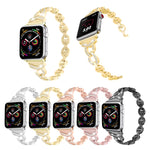 Cinturino da polso con cinturino da polso in acciaio inossidabile solido tempestato di diamanti VO a forma di 8 per Apple Watch Series 3 & 2 & 1 38mm