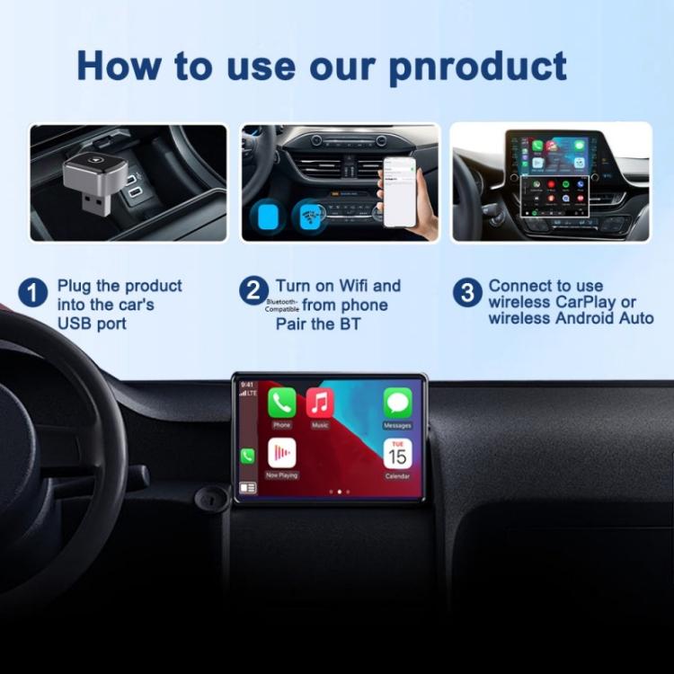 Adattatore USB Bluetooth WiFi Dual Band M26 5.8G / 2.4G 2 in 1 per CarPlay / Android Auto, M26