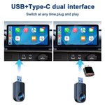 M27 Adattatore per auto da cablato a wireless per CarPlay/Android Auto 2 in 1 Plug and Play USB AI Box, M27